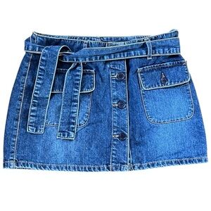 Vintage Y2K Juicy Couture Jean MiniSkirt with denim belt Size Medium